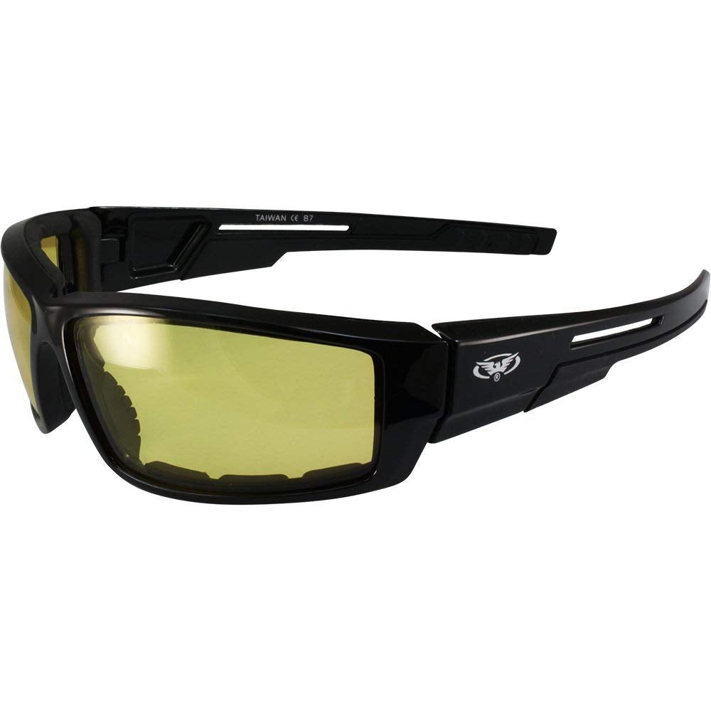 Global Vision sunglasses beside ruler showing size and scale for fit reference