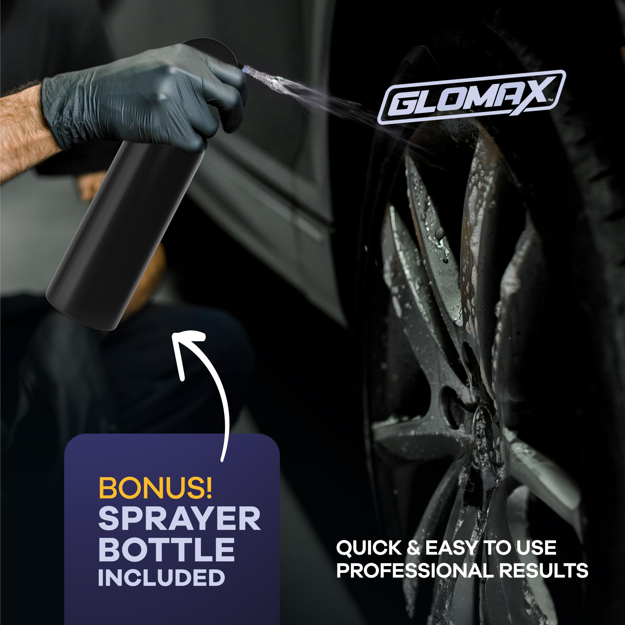 GLOMAX before and after wheel showing restored shine and reduced corrosion