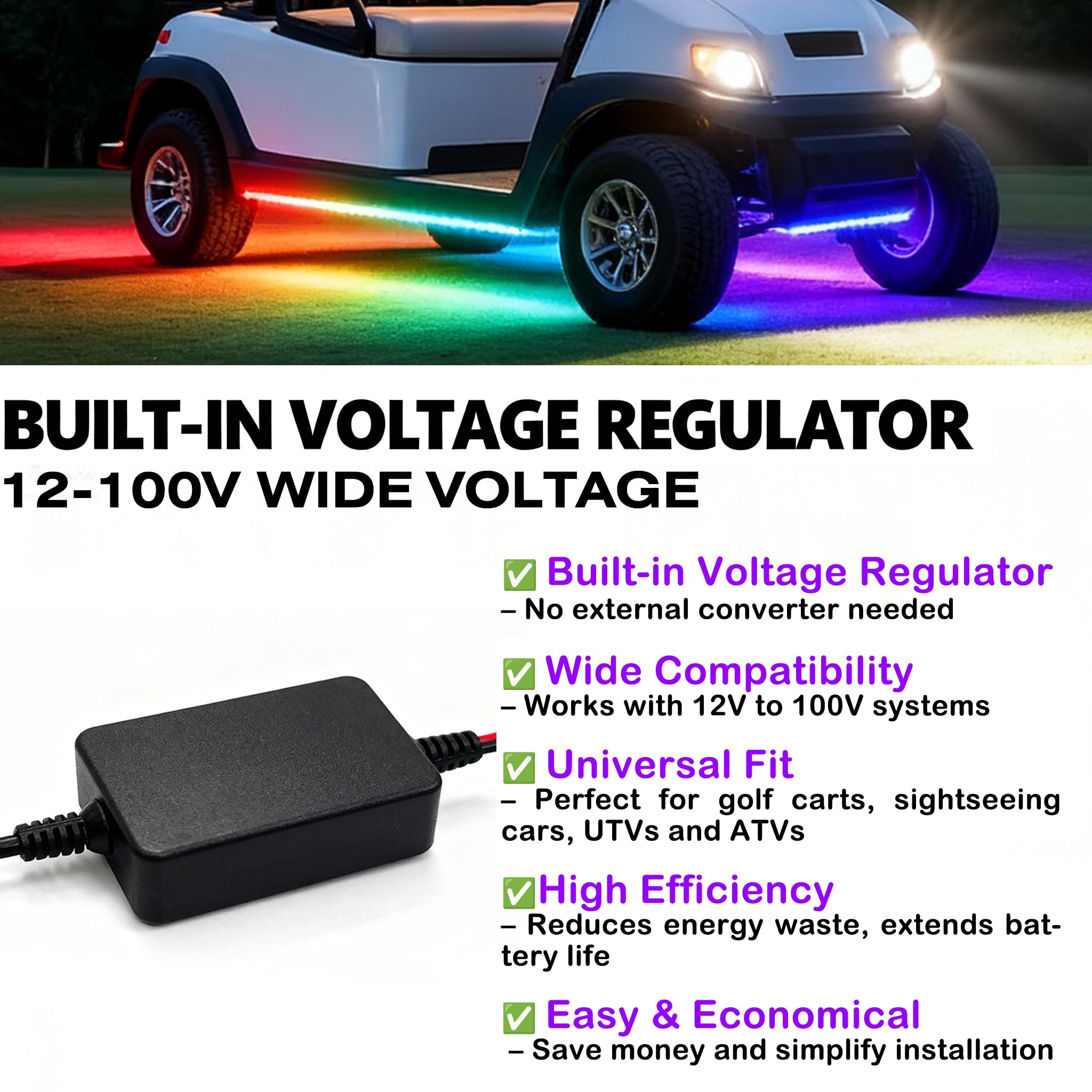 Glowlendra control box and power wire demonstrating easy plug-and-play installation
