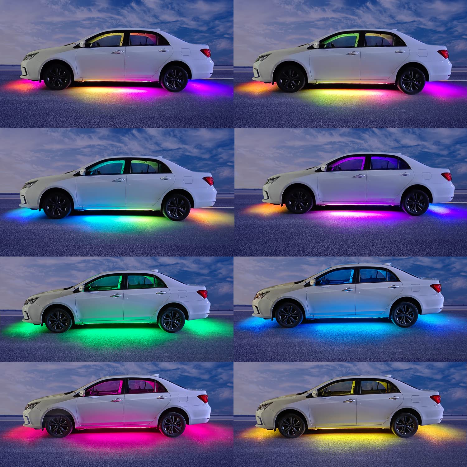 Glowlendra under-suv night install showing dramatic multi-color effect