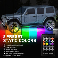 Glowlendra underglow installed under an SUV at night for dramatic visual impact