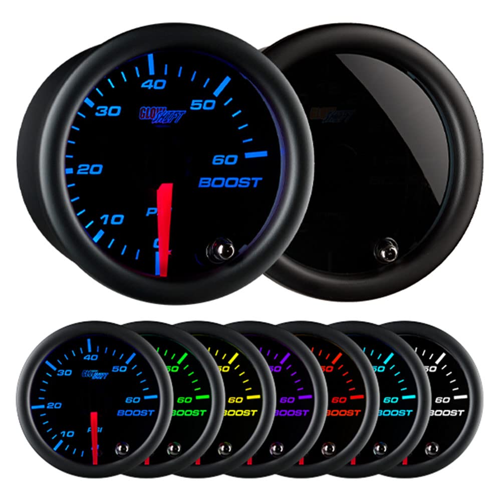 GlowShift front view of gauge showing clear dial and trim benefits