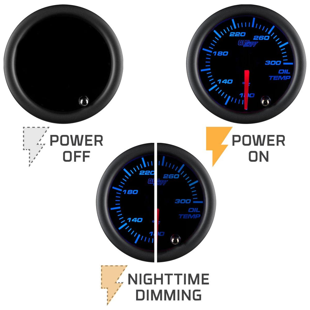 GlowShift gauge installed in dashboard providing visible oil readout