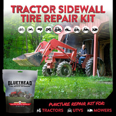 GlueTread adhesive tube and multiple patches laid out for many repairs