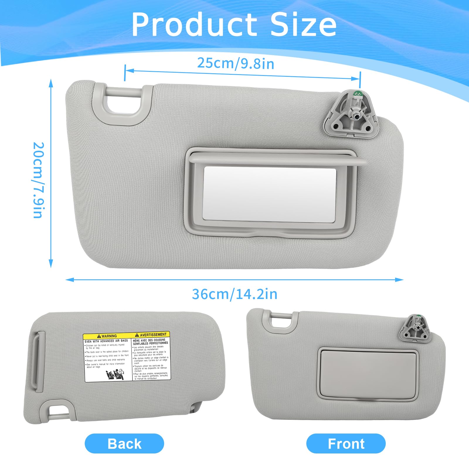 GlymXia sun visor rear showing mounting base that ensures accurate Sentra fitment