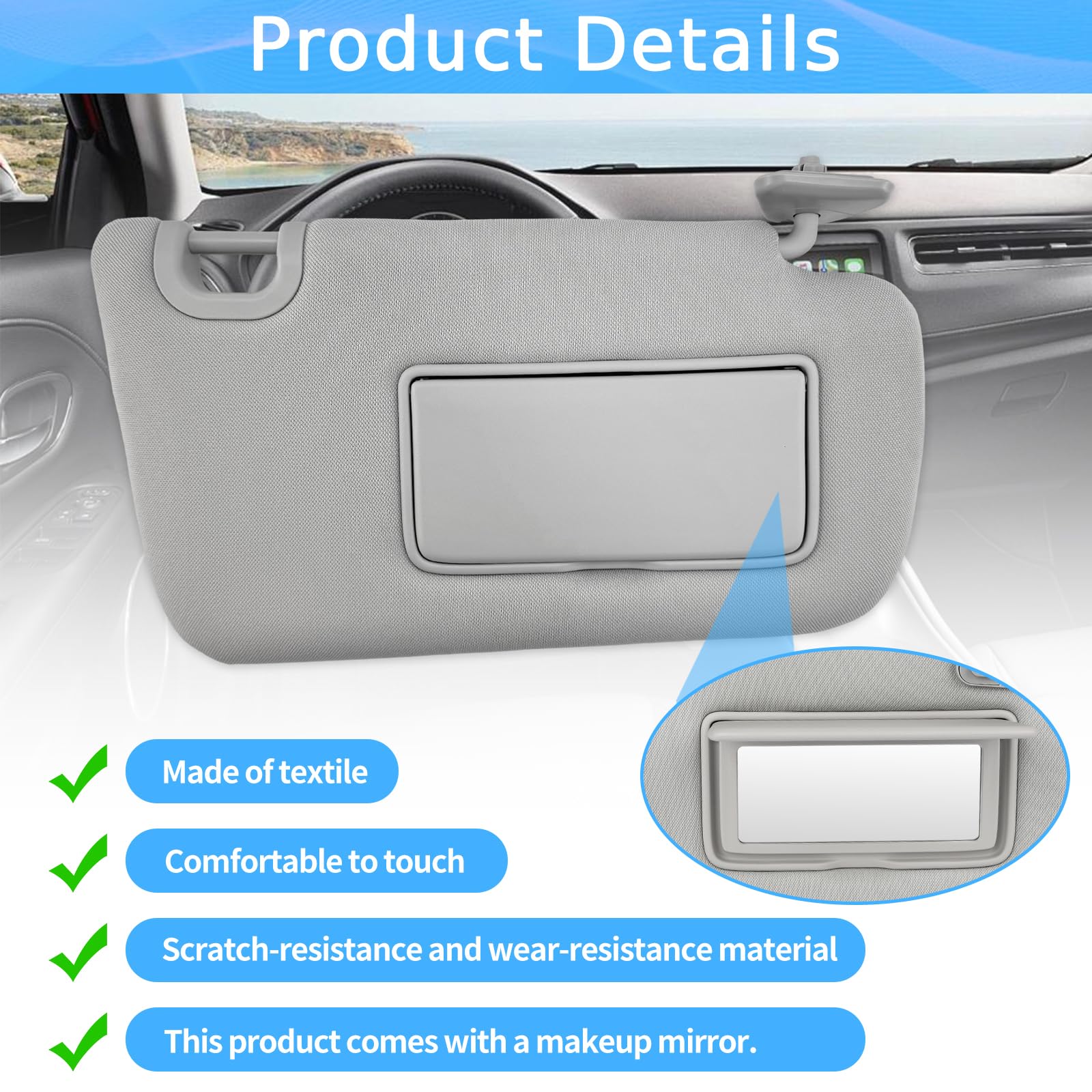 GlymXia visor fabric close-up showing texture and easy-clean durable surface