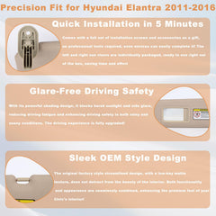 GlymXia visor vanity mirror open showing covered mirror convenience