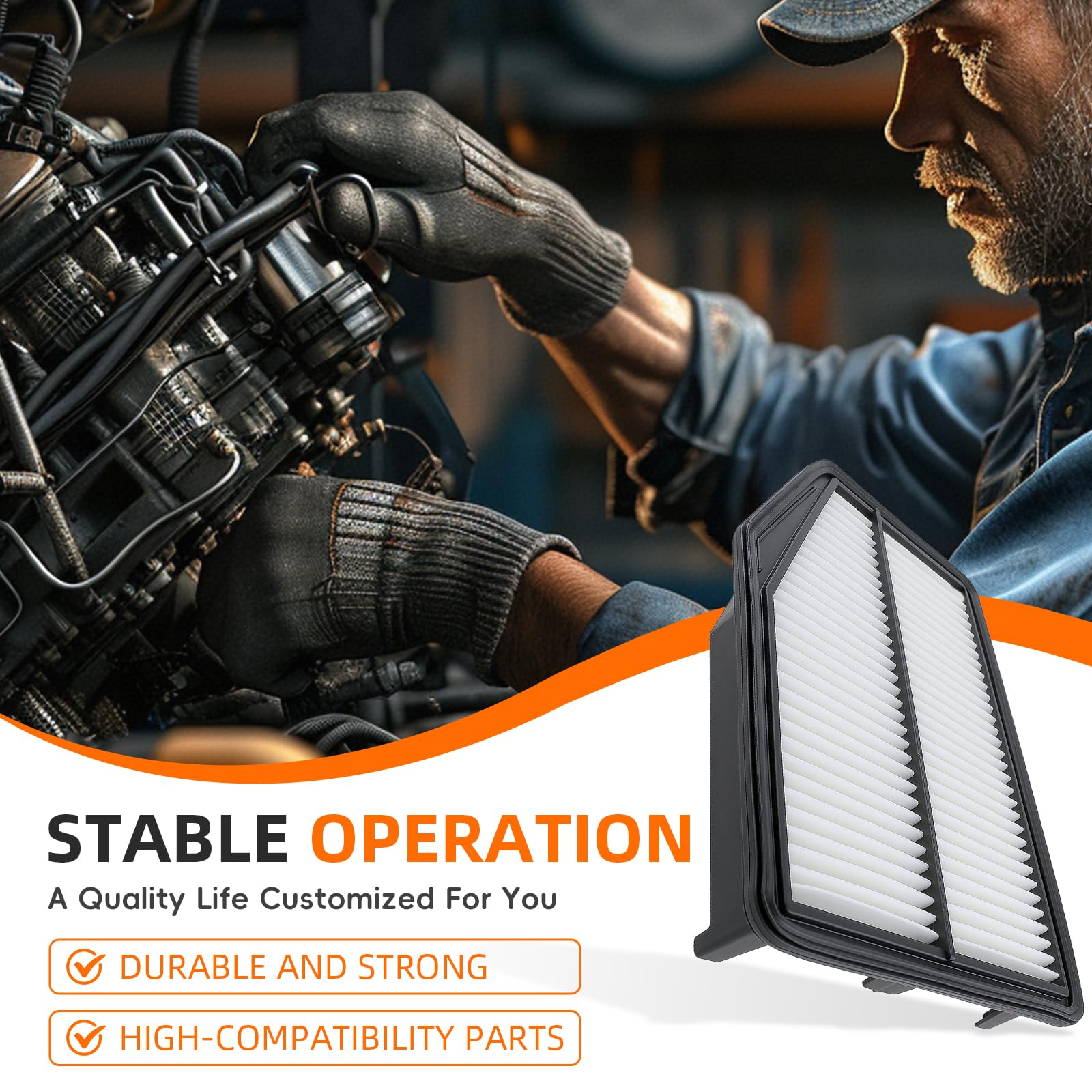 GoaMotors engine filter close-up of pleats demonstrating durable media and fit