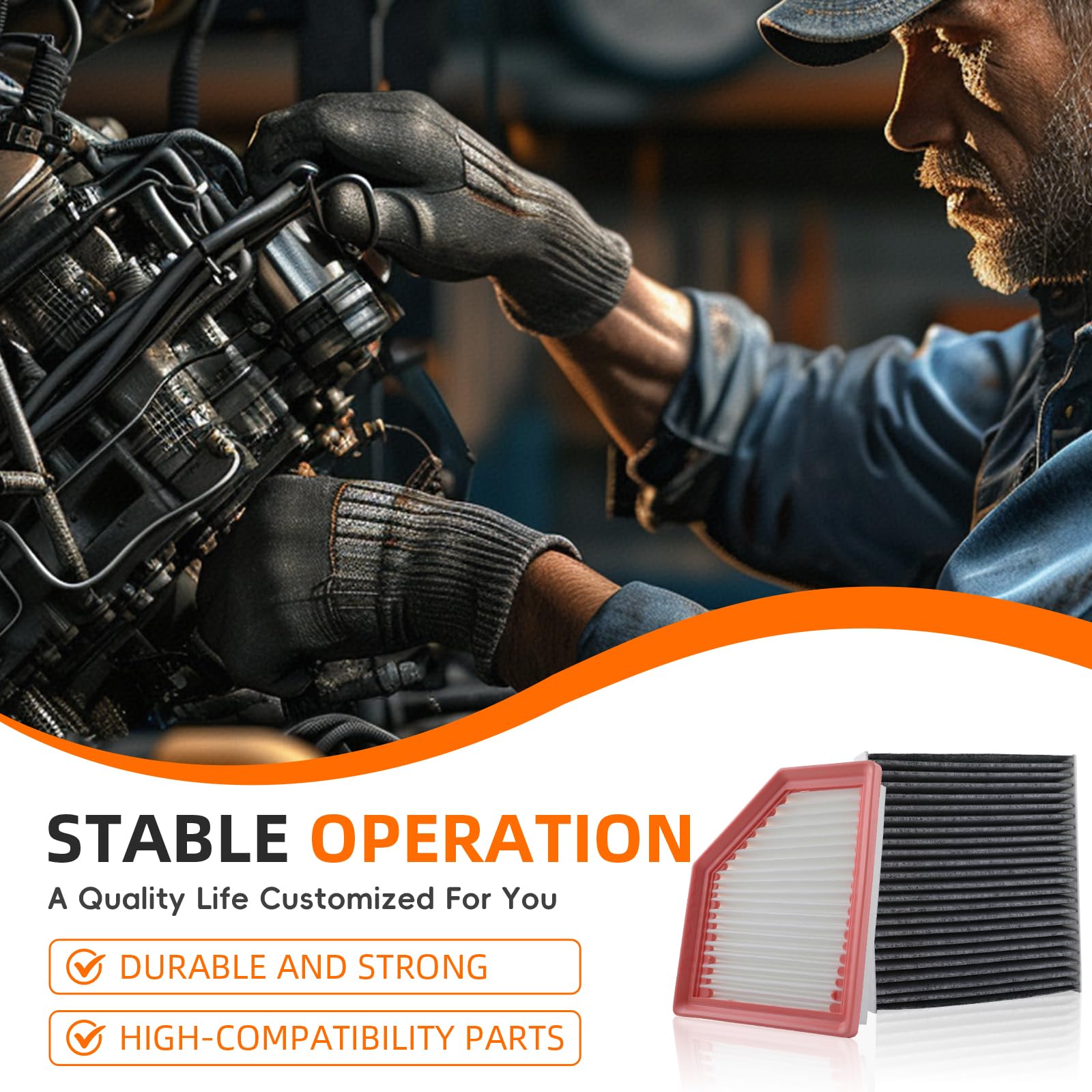 GoaMotors engine filter pleats close-up highlighting filtration benefit