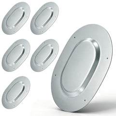GoaMotors front view of six oval drain plug covers showing clean metal finish and correct shape for GM models