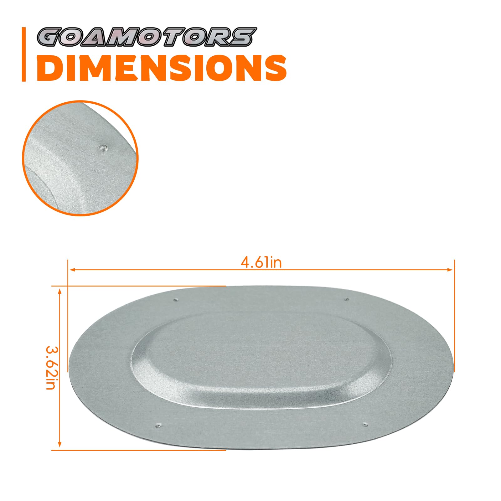 GoaMotors side profile of an oval drain plug cover highlighting low-profile fit and easy installation