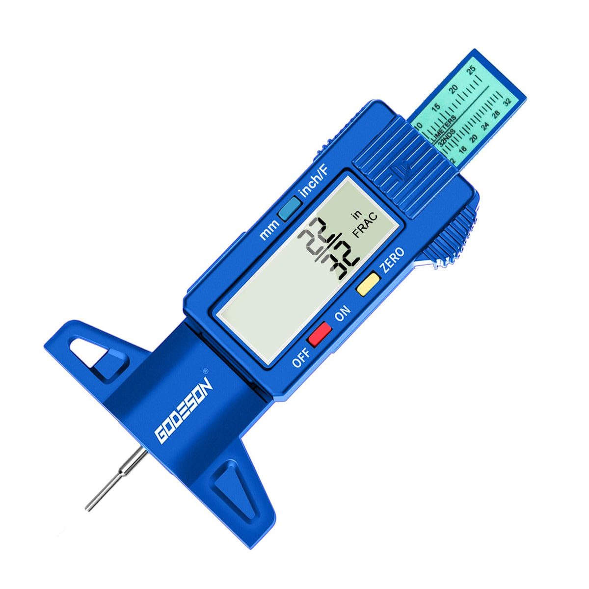 GODESON front view showing compact gauge and buttons for quick checks