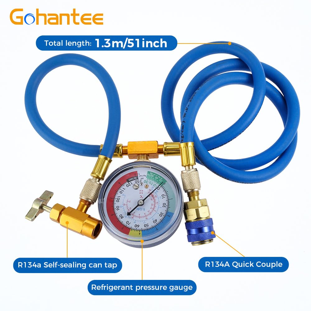 gohantee closeup of 200 PSI gauge face for clear pressure and temperature readings