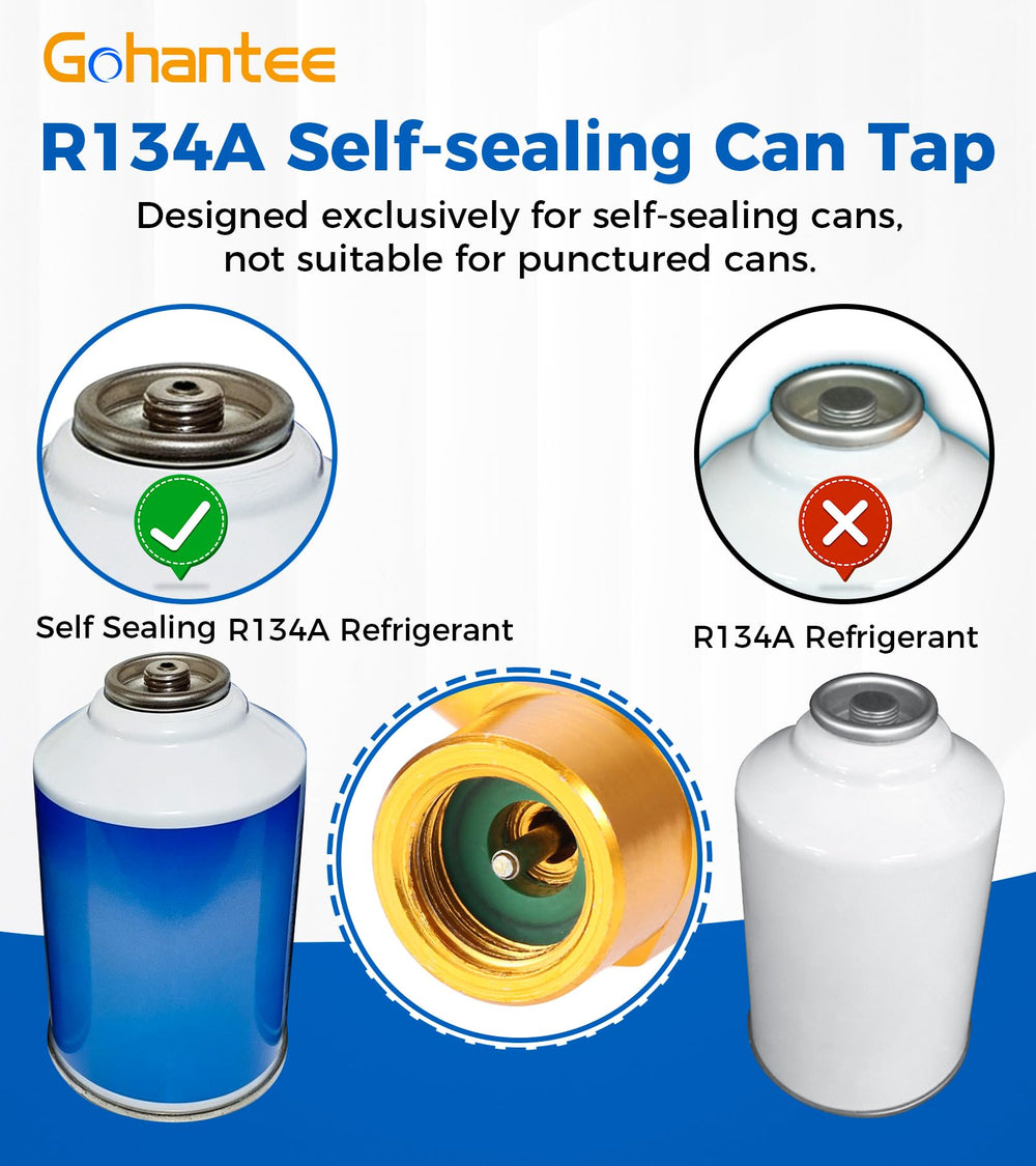 gohantee kit connected to car low-side port showing safe, accurate recharging