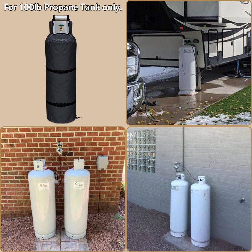GoldenRaindrop covered tank near grill showing weather protection in a backyard