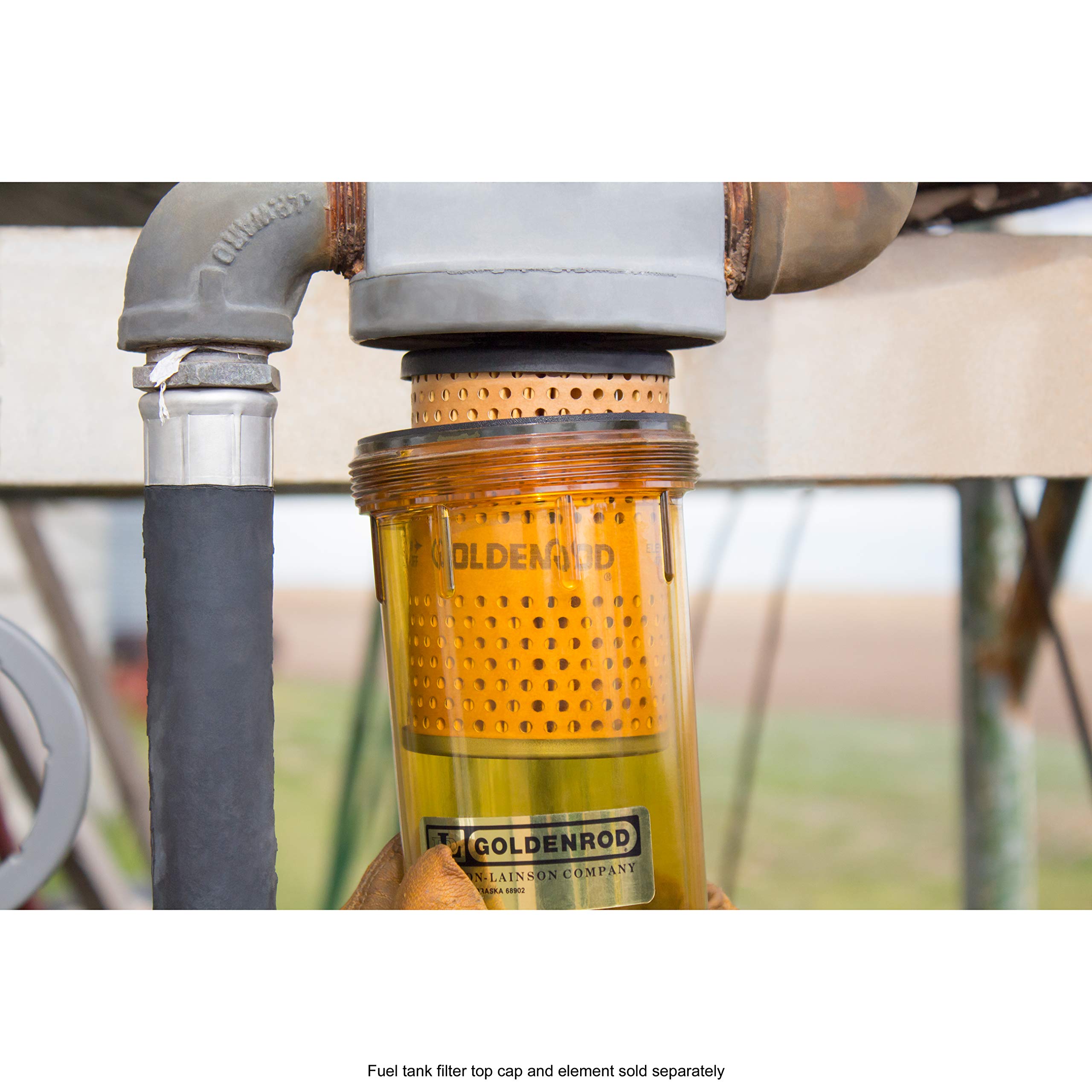 Goldenrod transparent bowl displaying fuel flow and contamination visibility benefit