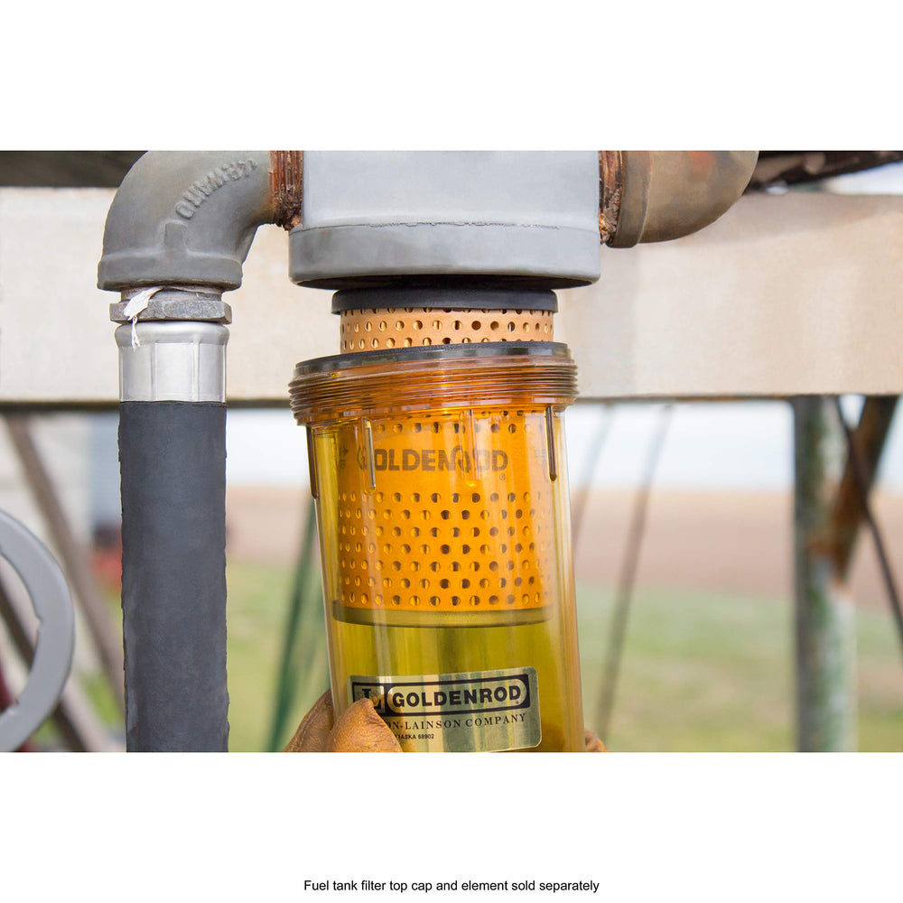 Goldenrod transparent bowl displaying fuel flow and contamination visibility benefit