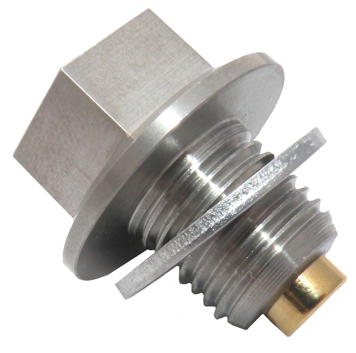 GoldPlug front view of drain plug showing fitment and durable finish benefits