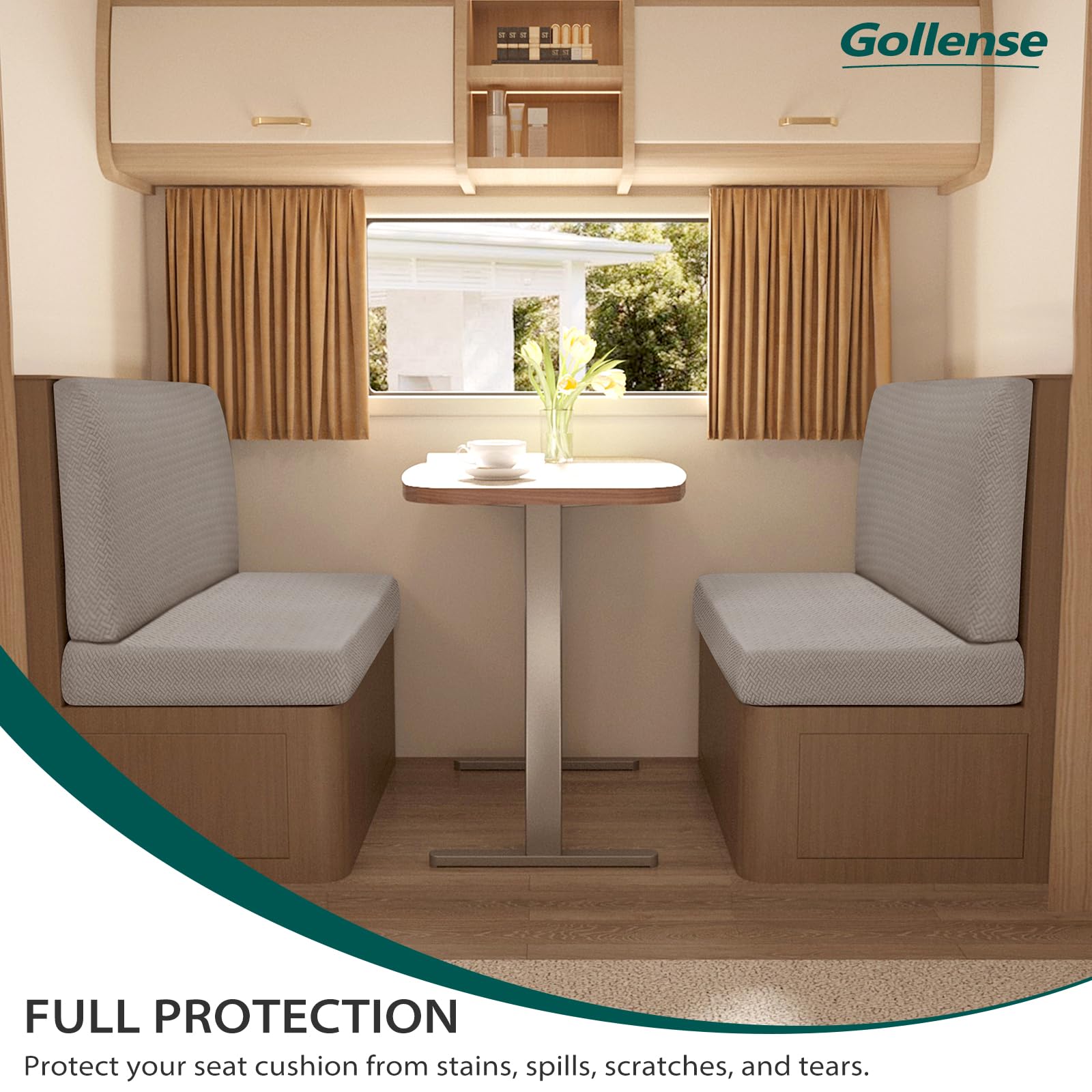 Gollense fabric close-up showing knit texture and stretch for a smooth, durable finish