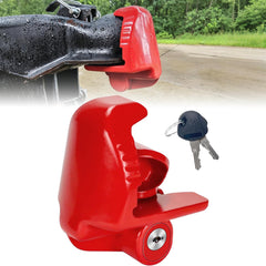 GOLOVEEE front view of red coupler lock showing durable build and deterrent color
