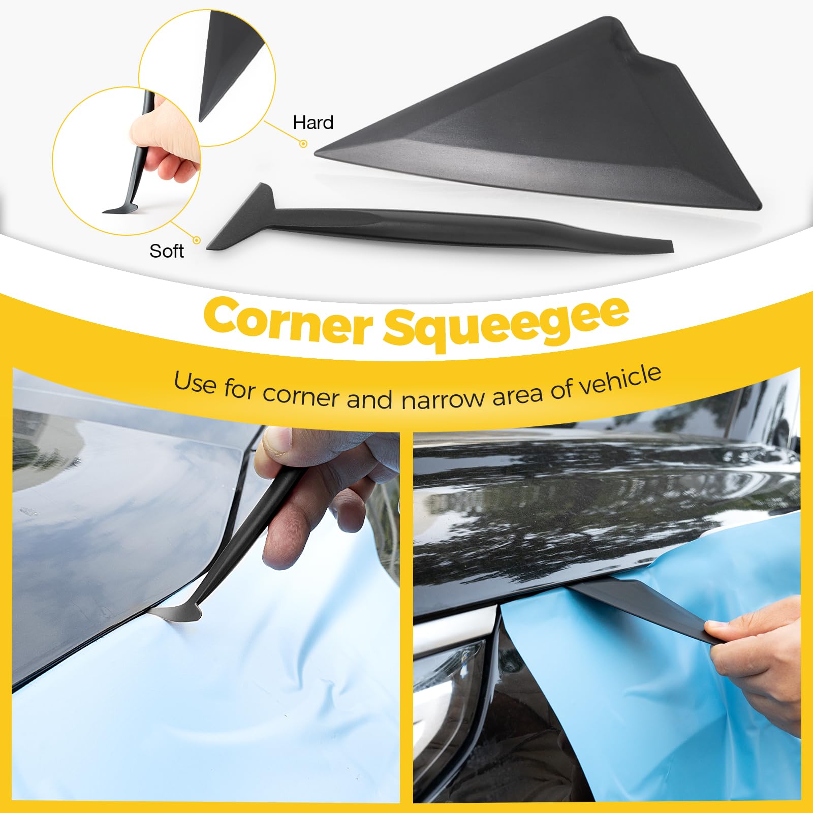 Gomake wrap stick and triangle corner squeegee finishing tight radii and edges