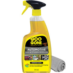 Goo Gone bottle front packaging showing product benefits and 24 oz size