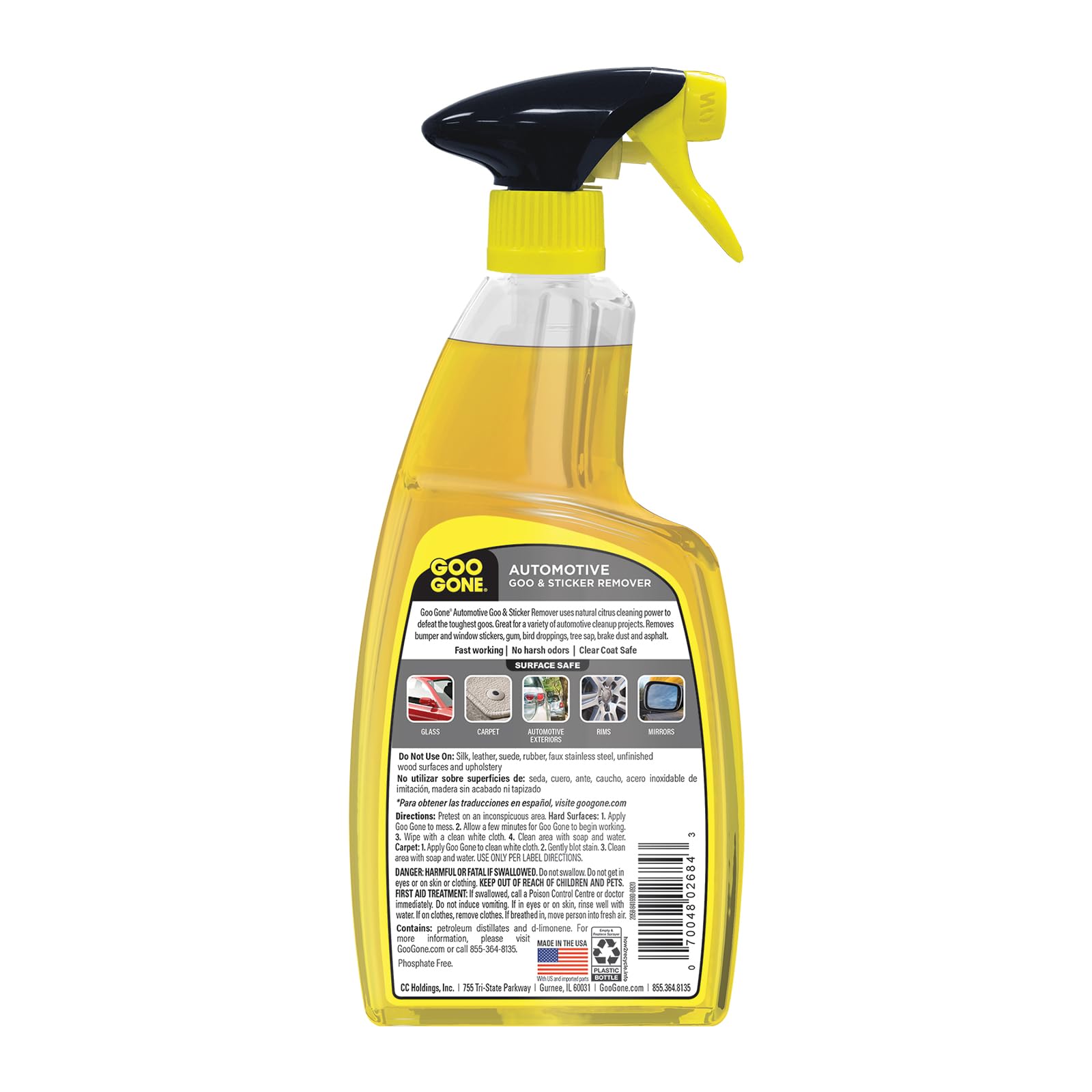 Goo Gone spray gel with detailing tools on motorcycle for thorough cleanup