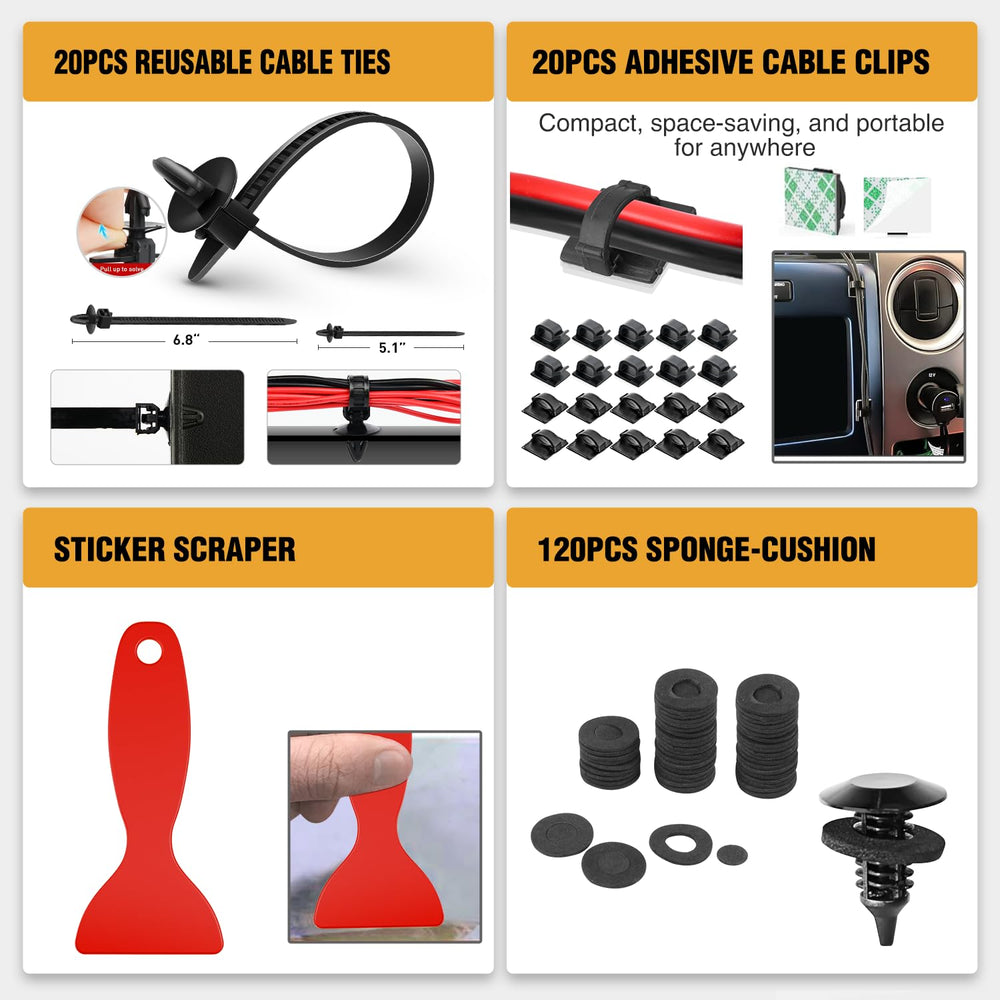 GOOACC adhesive cable clips and ties for tidy wire routing and secure mounting