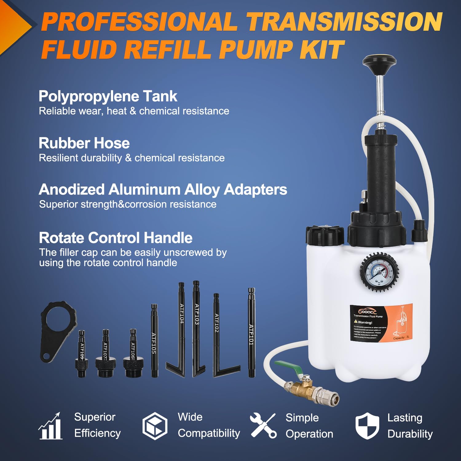 GOOACC hose and connection detail showing durable seal for leak-free transfers
