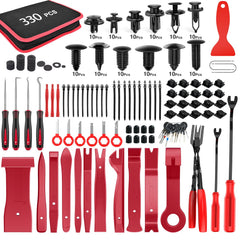 GOOACC full 330-piece kit neatly arranged showing tools and clips for fast repairs