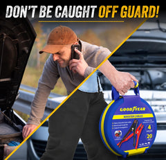 Goodyear coiled 20ft cables neatly stored in the included carrying case for organized transport