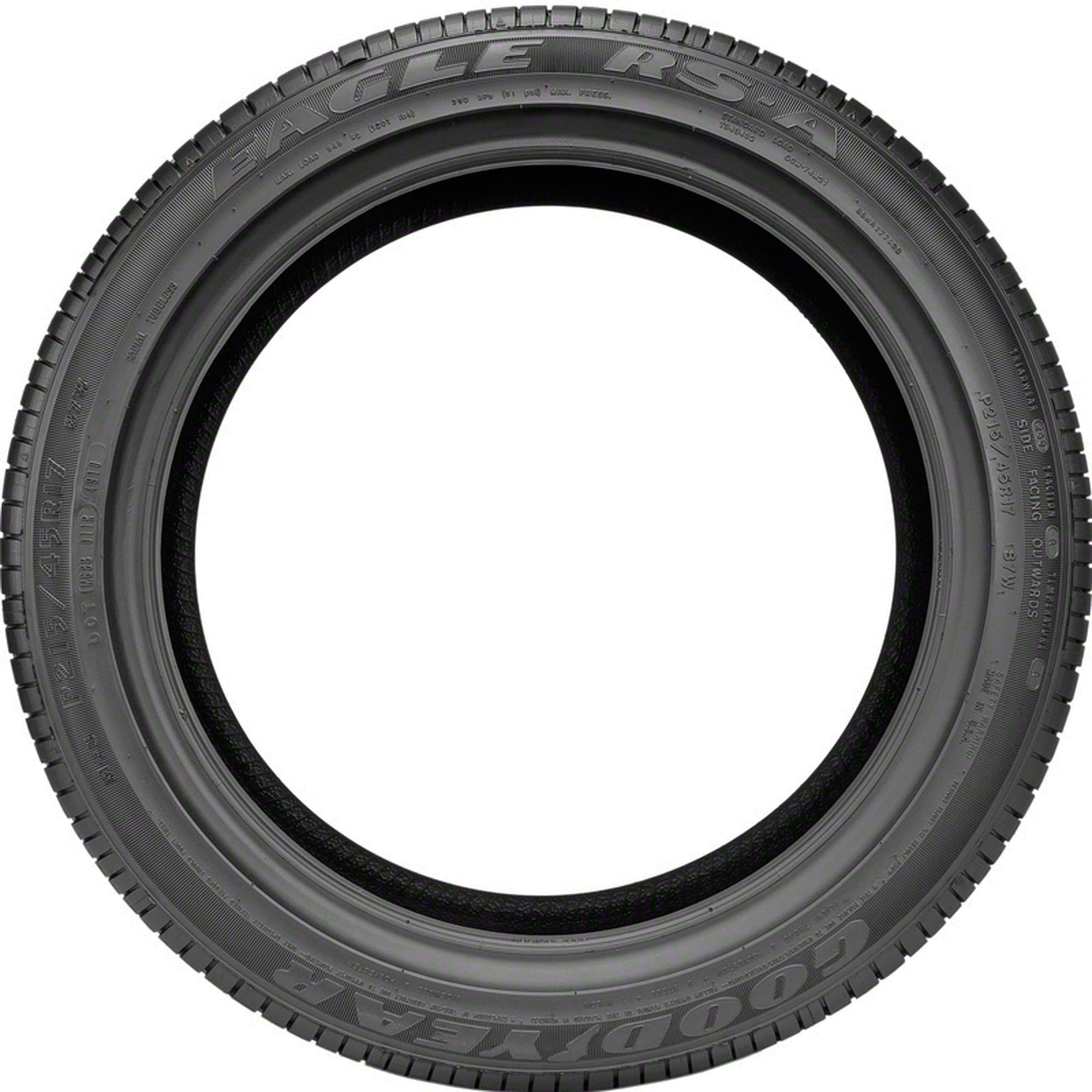 Goodyear Eagle RS-A sidewall label visible with size and rating for correct fit confirmation