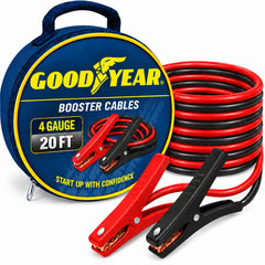 Goodyear front packaging showing the booster cables and case, highlighting reliability