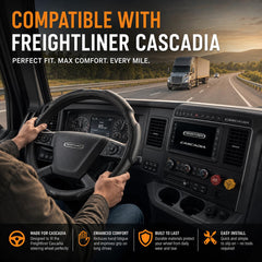 Goodyear cover installed on Freightliner wheel providing secure fit and control