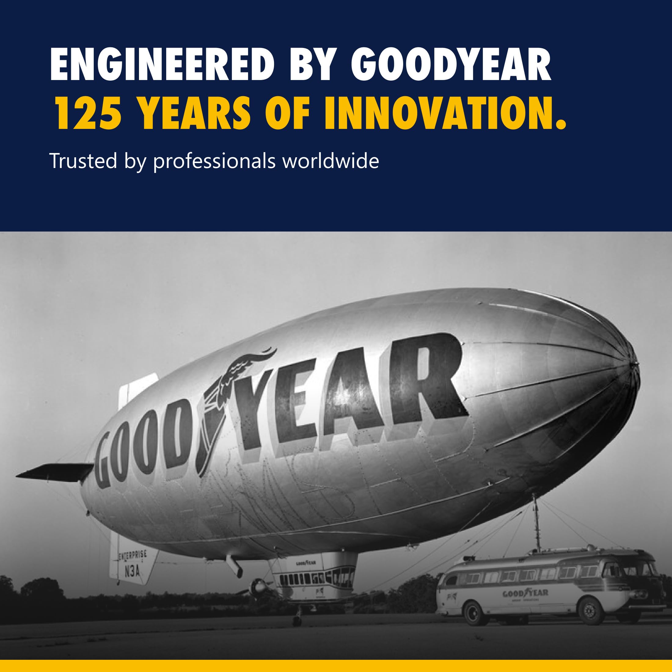 Goodyear product packaging and label with part number for identification and purchase