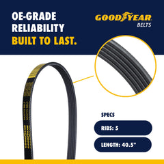 Goodyear serpentine belt profile close-up highlighting durable construction