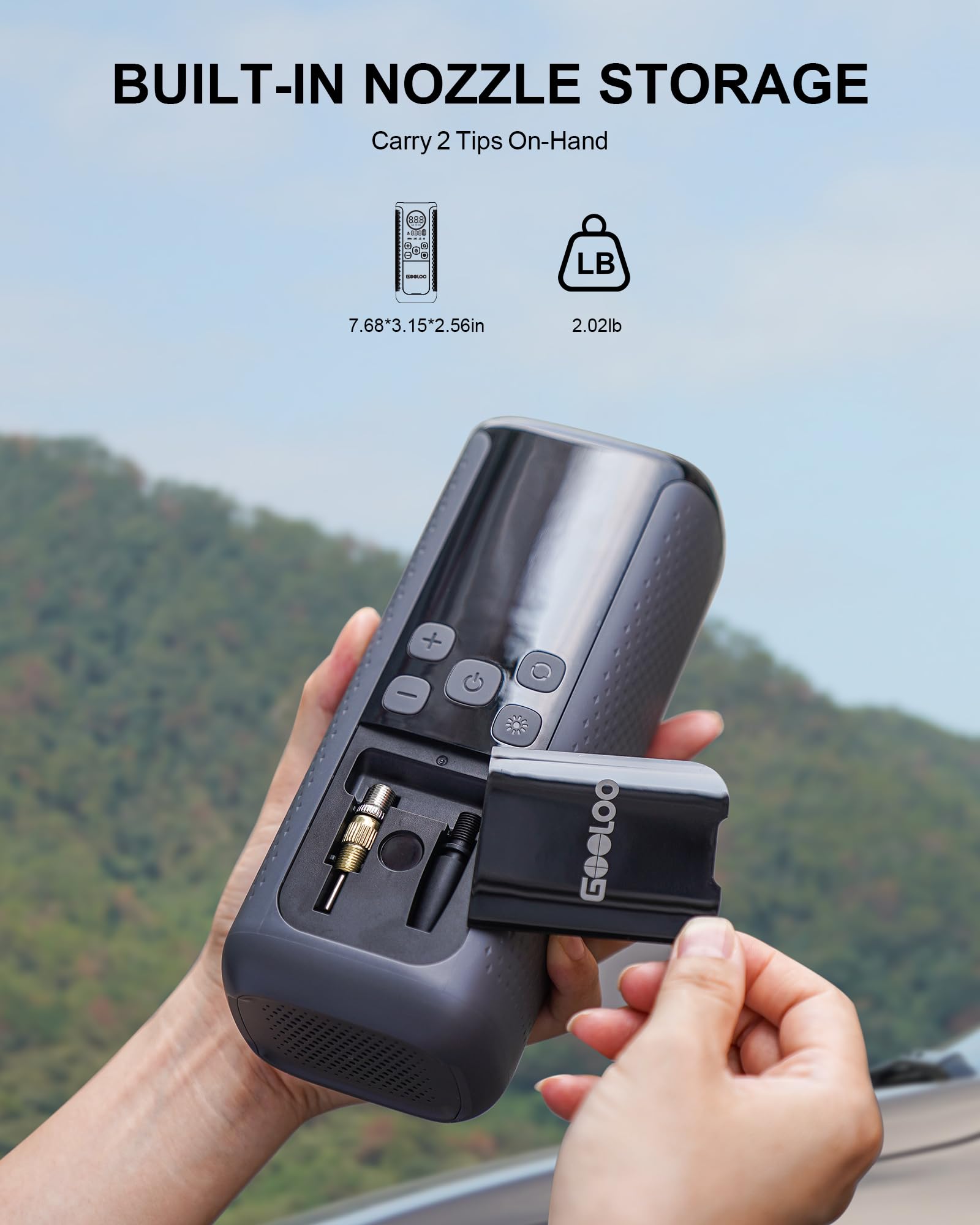 GOOLOO GT160 inflating a bicycle tire illustrating compatibility and quick top‑offs