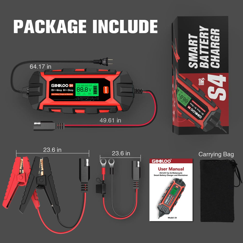 GOOLOO S4 retail packaging with included accessories and user manual