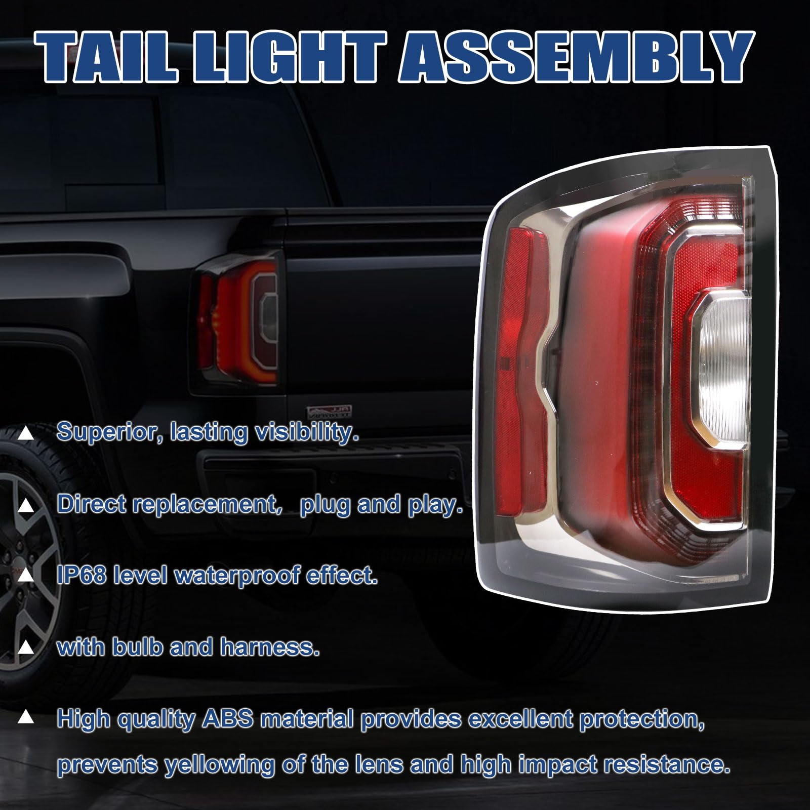 Goopool tail light lens close-up highlighting durable texture and UV resistance benefit