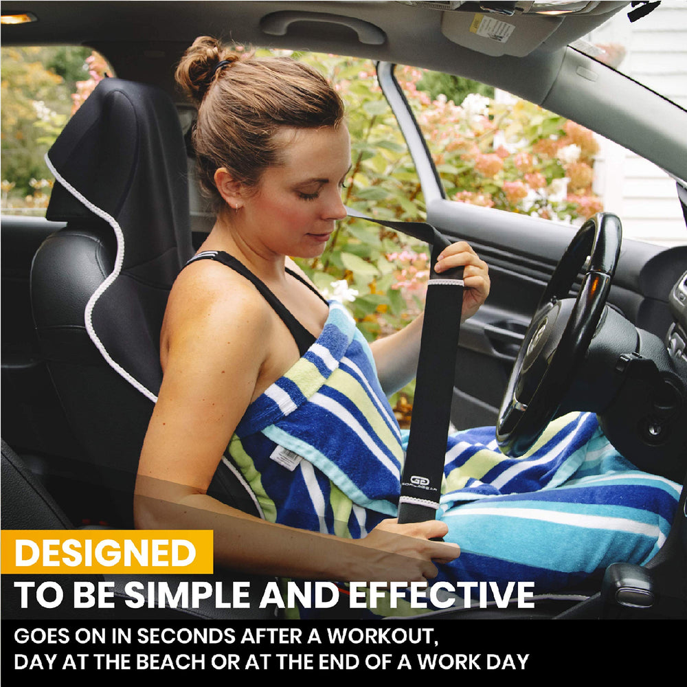 Gorla installed on driver seat demonstrating secure fit and comfort