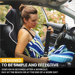 Gorla installed on driver seat demonstrating secure fit and comfort