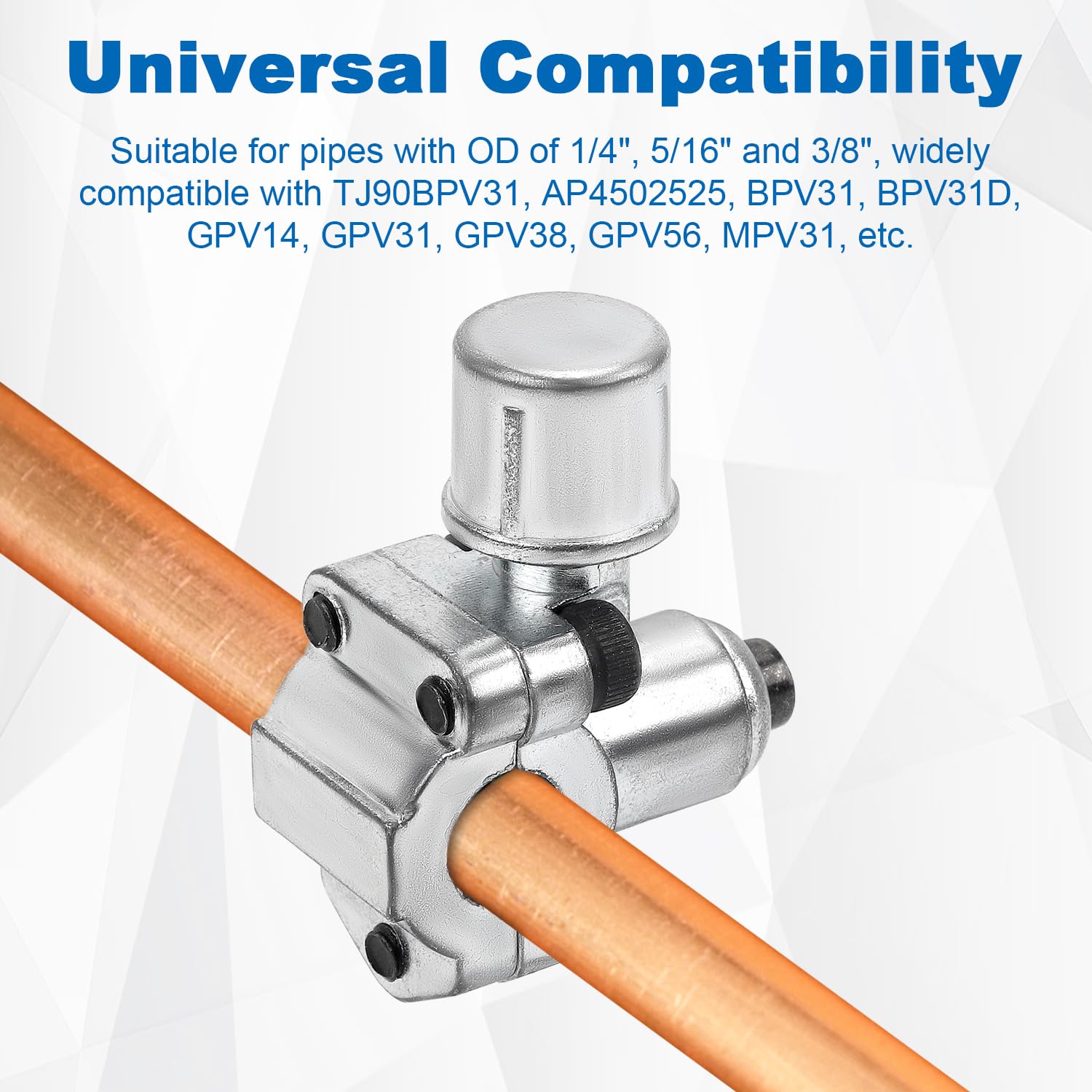Gosknor valves next to ruler for size comparison, clarifies compact footprint