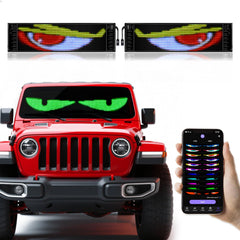 GOTUS Devil Eyes front view showing full LED sign and mounting tape for clear visibility