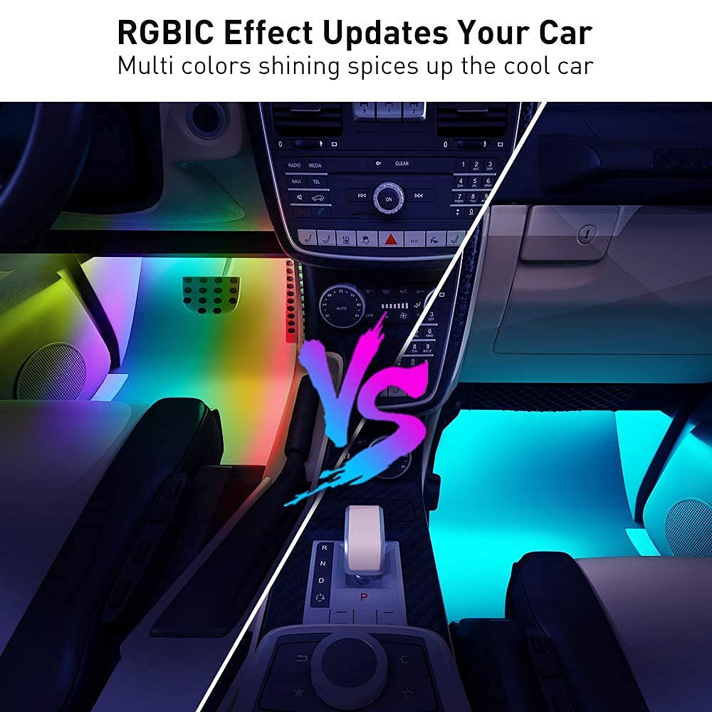 Govee LED strip close-up showing RGBIC chips and color detail