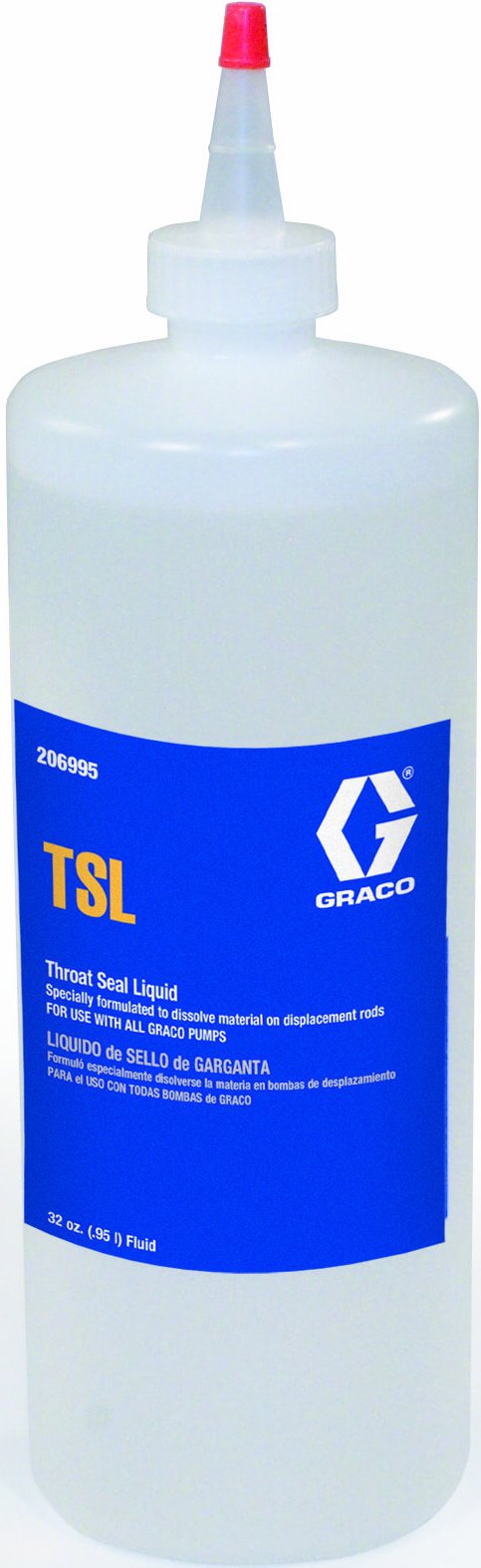 Graco bottle close-up showing throat seal liquid label and protective benefit