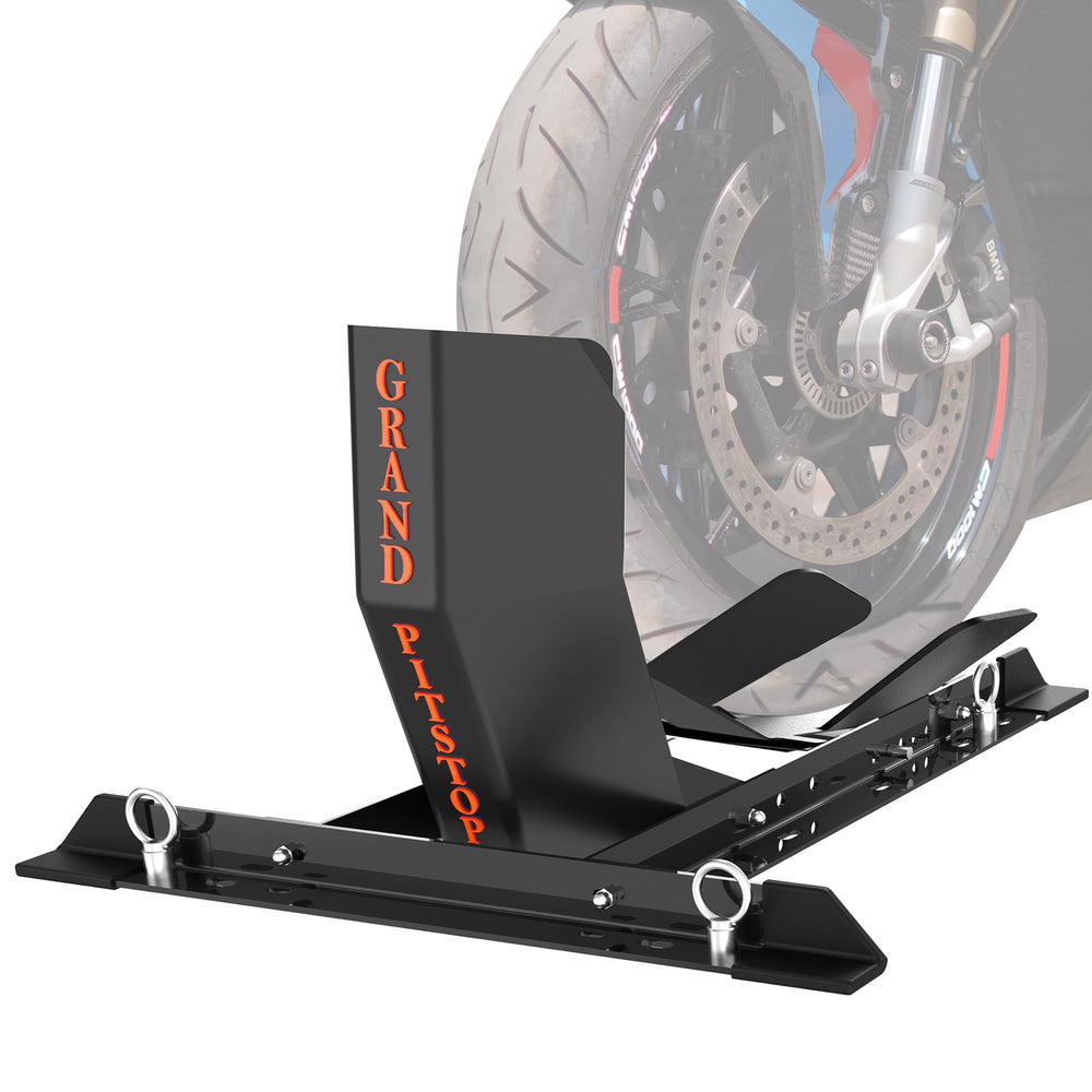 GRAND PITSTOP front view showing secure wheel hold and stable support