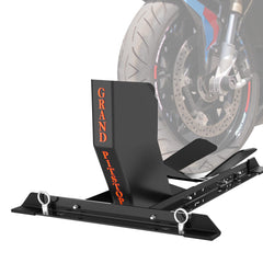 GRAND PITSTOP front view of wheel chock showing secure wheel hold benefit