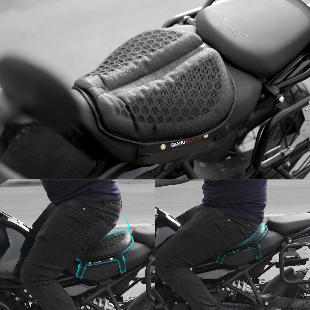 GRAND PITSTOP lifestyle shot of rider enjoying a long ride with reduced fatigue