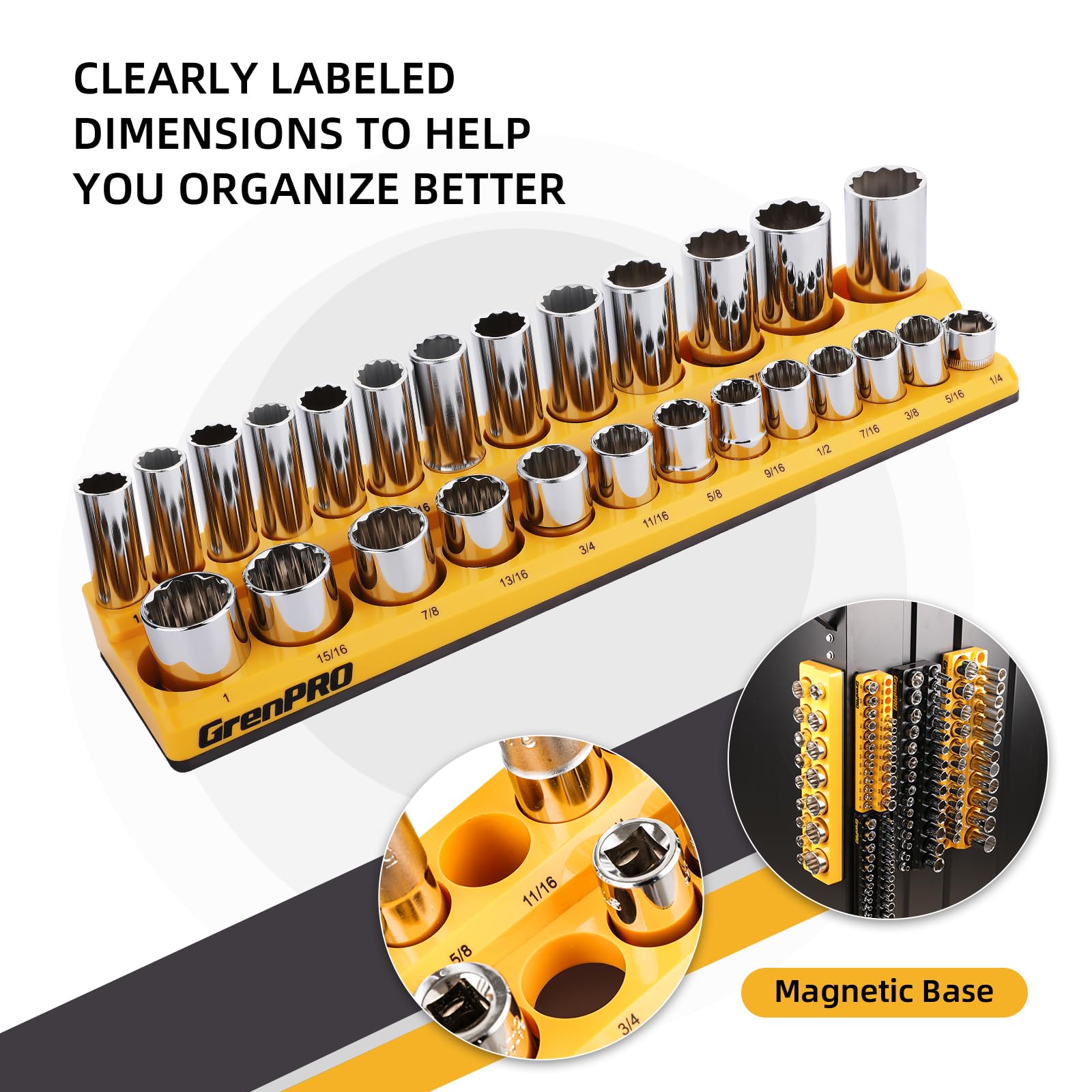 GRENPRO holding shallow and deep sockets to maximize storage efficiency