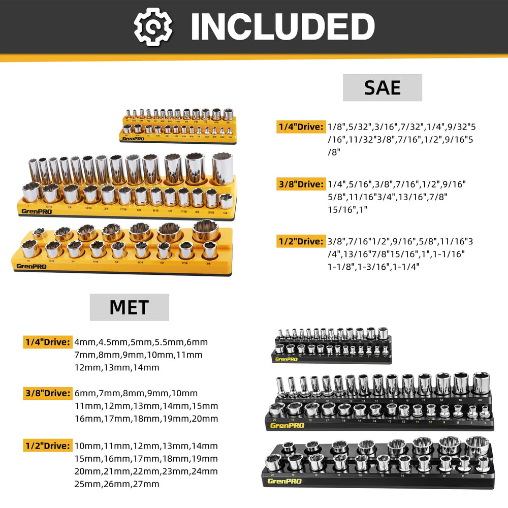 GRENPRO engraved size markings for fast identification and accurate selection